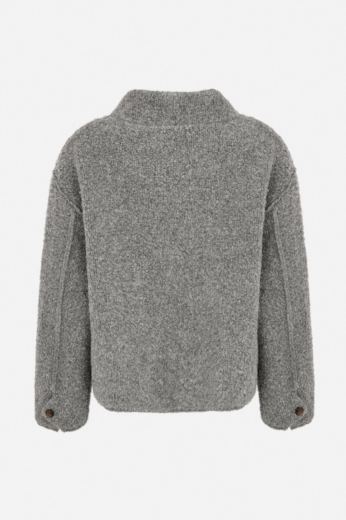 Emel - Sheep knit reverse jacket I Grey melange 4 - Rabens Saloner - DK