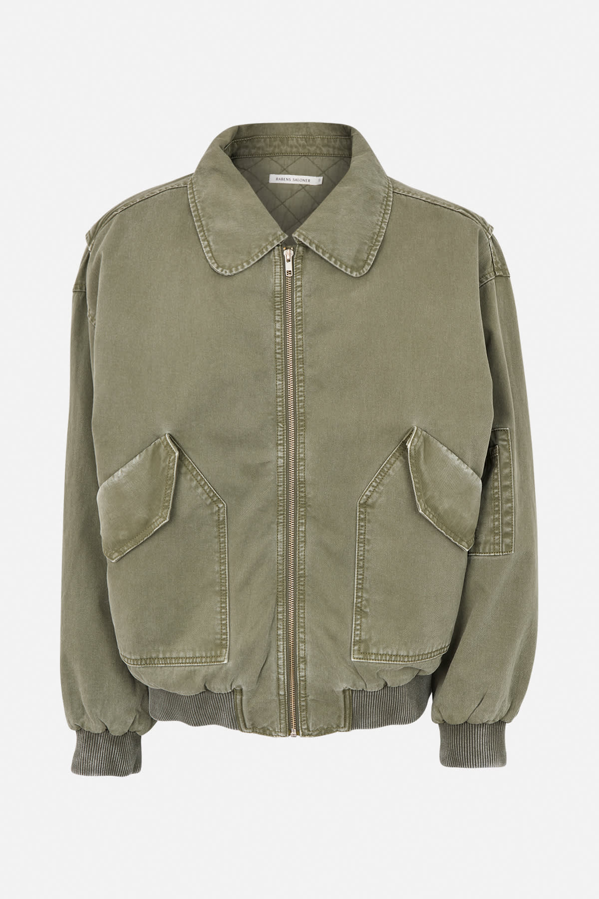 Ezmira - Canvas padded bomber I Washed sage 4 - Rabens Saloner - DK