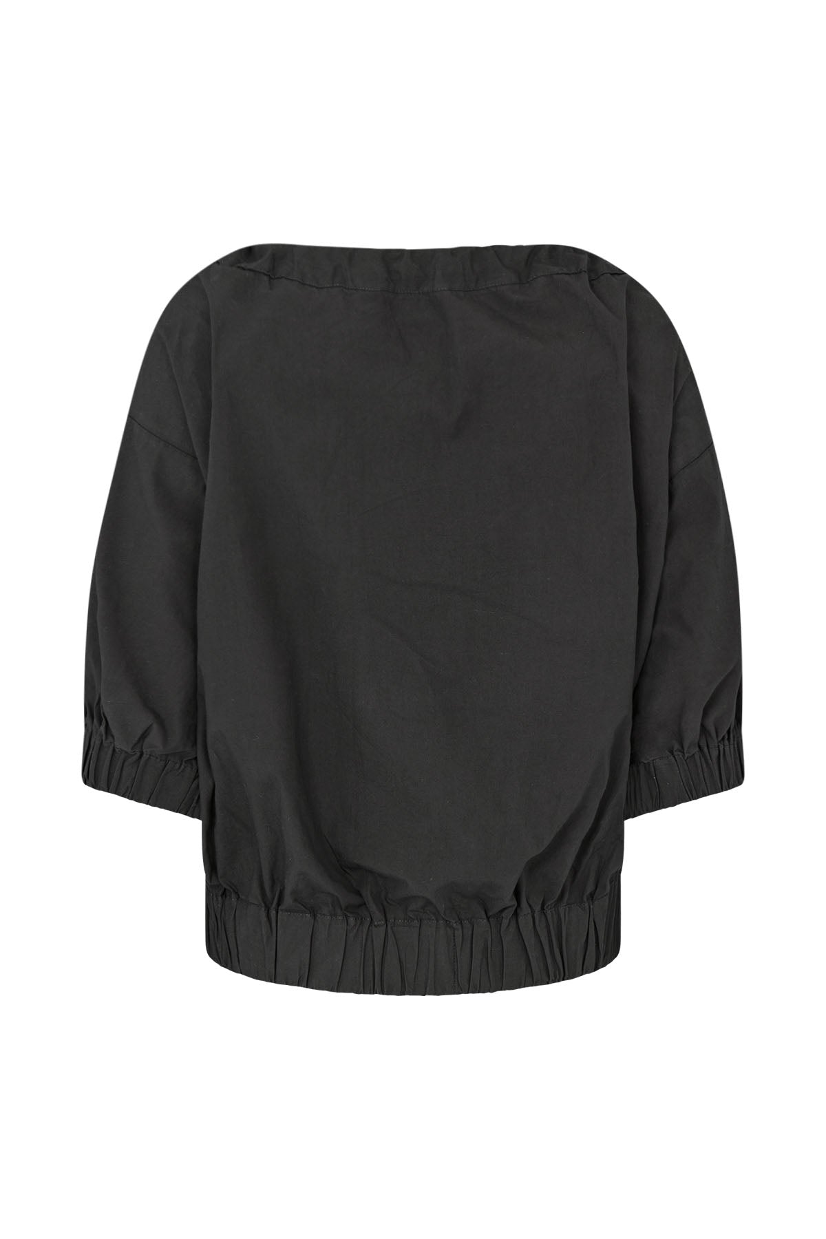 Ingefred - Poplin gathered top I Black 5 - Rabens Saloner - DK