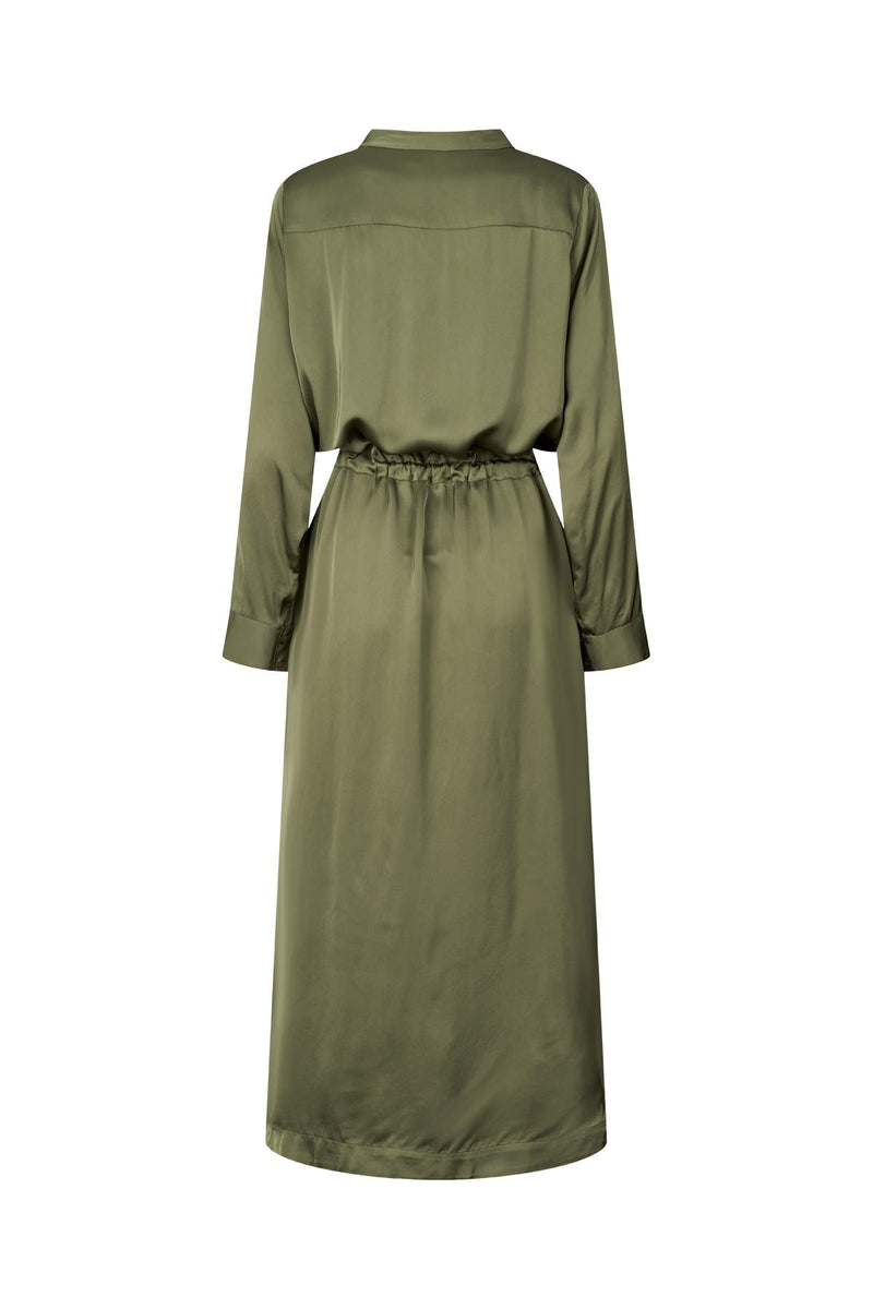 Pim - Solid draw cord dress I Army    2 - Rabens Saloner - DK