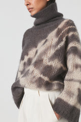 Tahani - Echo knit roll neck sweater I Pirate black combo