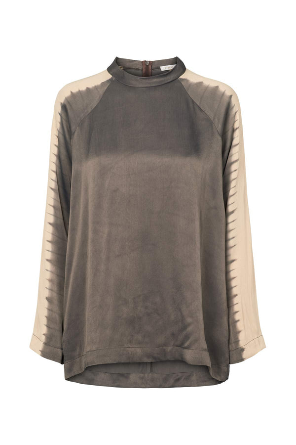 Ula - Streamline LS blouse I Granite/Oatmeal combo Granite/Oatmeal combo XS  1 - Rabens Saloner - DK