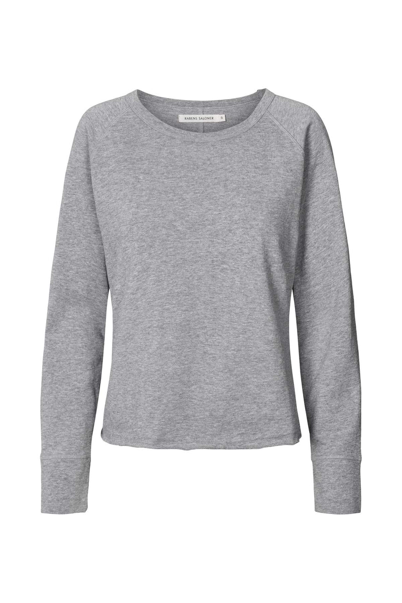 Nemi - Light stretch long sleeve top I Grey melange 3 - Rabens Saloner - DK