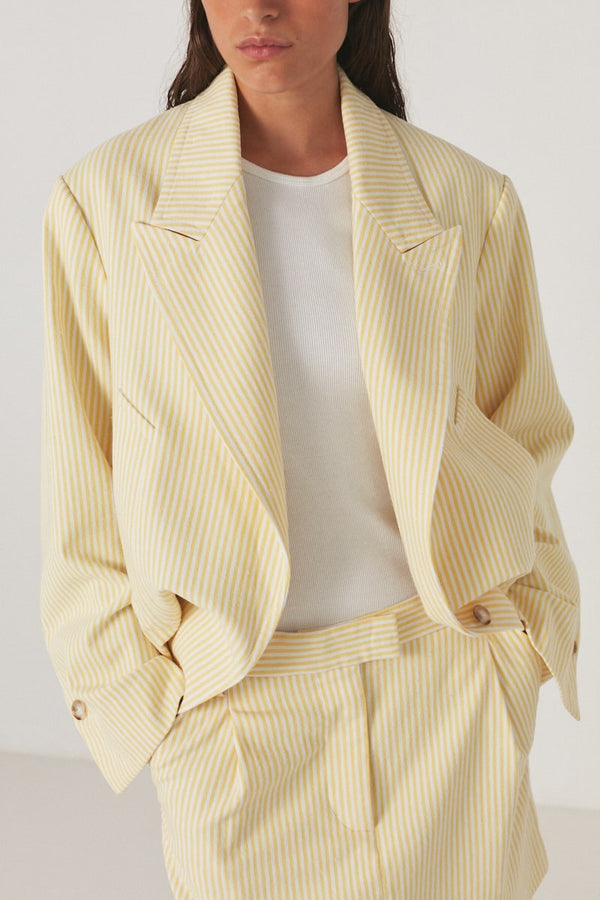 Loza - Easy tailoring jacket I Yellow stripe    2 - Rabens Saloner - DK