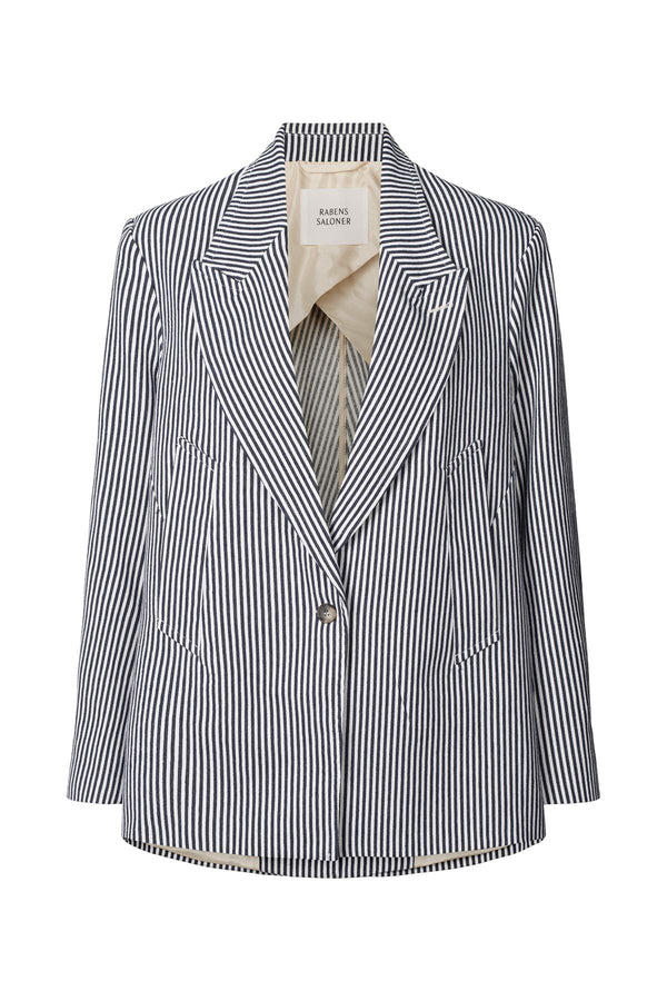 Loza - Easy tailoring jacket I Blue stripe Blue stripe XS  2 - Rabens Saloner - DK