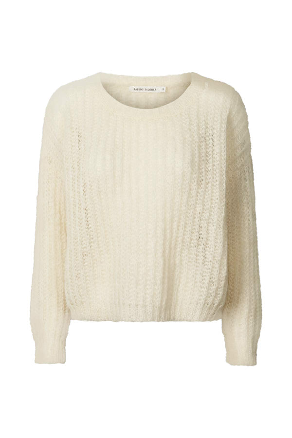 Engla - Fluffy rope boxy sweater I White White XS  1 - Rabens Saloner - DK