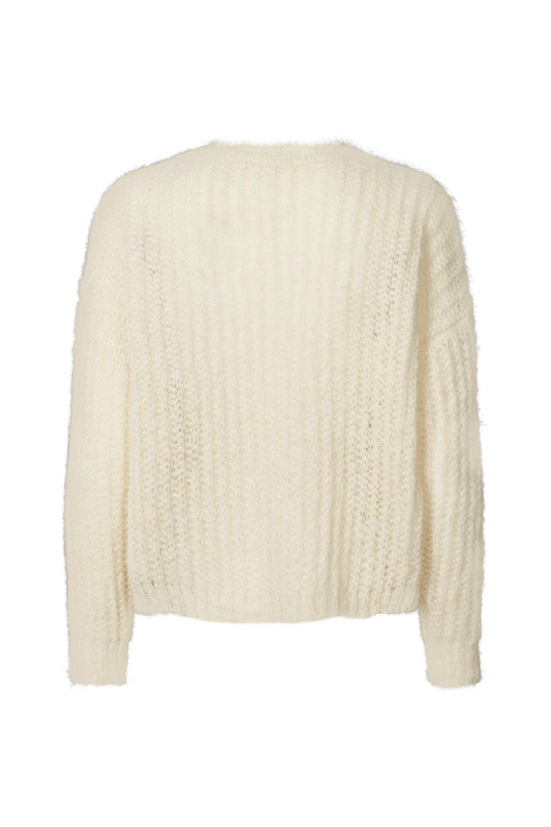 Engla - Fluffy rope boxy sweater I White