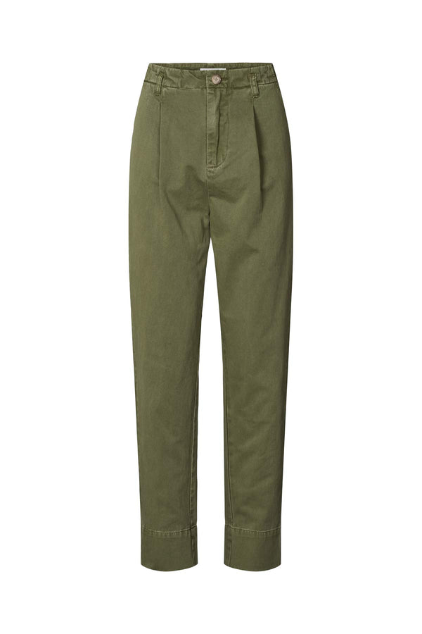 Raina - Canvas light pleat pant I Army Army XXS  1 - Rabens Saloner - DK