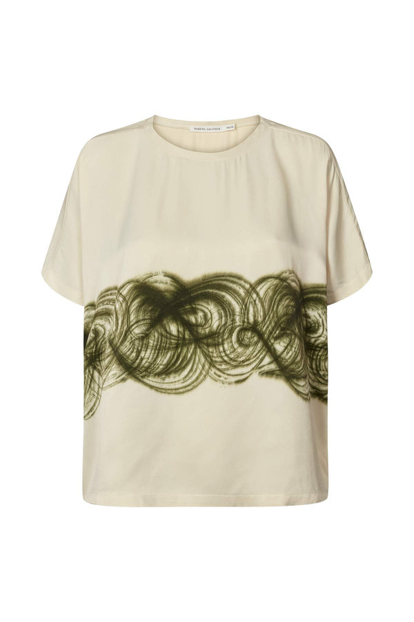 Maggi - Swirl cropped t-shirt I Olive chalk combo