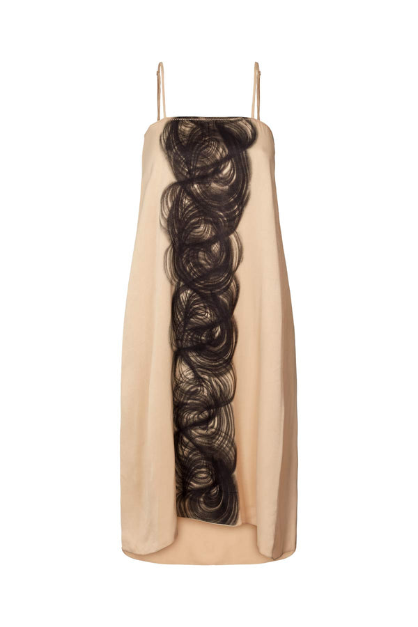 Milli - Swirl string elastic dress Black sculp combo