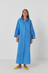 Joo - Poplin long kaftan I Blue    2 - Rabens Saloner - DK