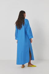 Joo - Poplin long kaftan I Blue    3 - Rabens Saloner - DK