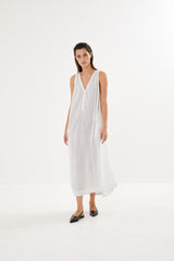 Lizza - Cotton double tank dress I White 1 - Rabens Saloner - DK