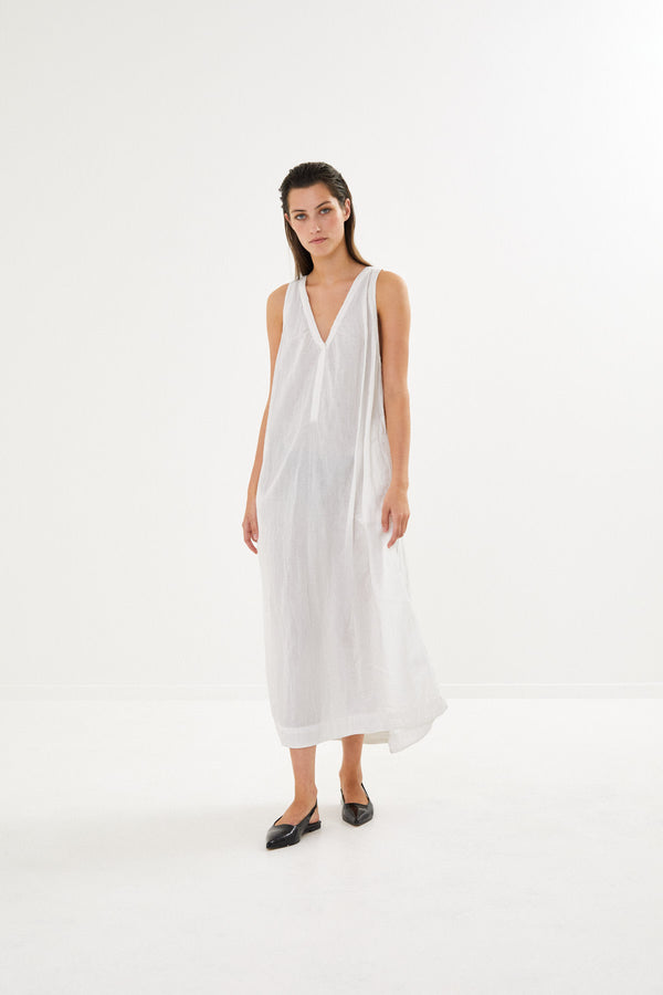 Lizza - Cotton double tank dress I White 3 - Rabens Saloner - DK