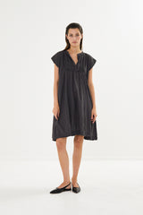 Lotti - Cotton short dress I Dark slate 1 - Rabens Saloner - DK