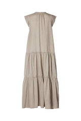 Lorita - Cotton tiered long dress I Pearl grey 4 - Rabens Saloner - DK