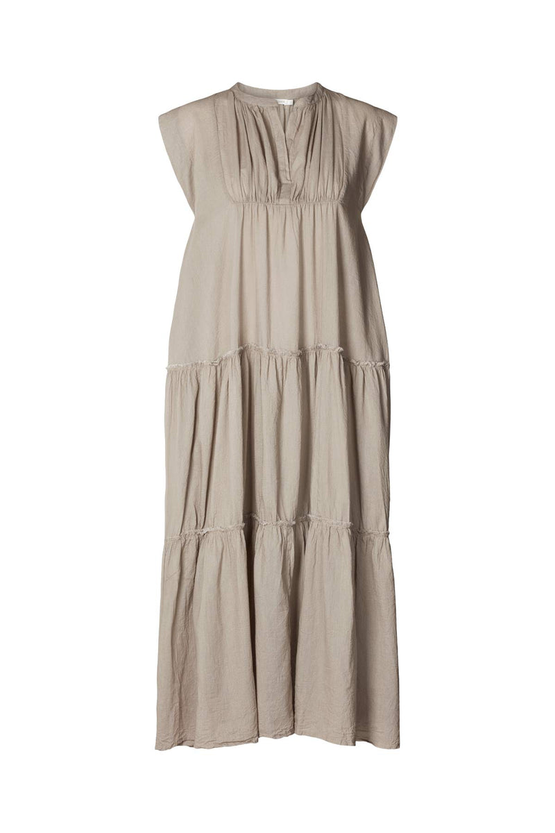 Lorita - Cotton tiered long dress I Pearl grey Pearl grey XS 1 - Rabens Saloner - DK