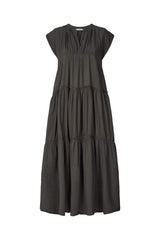 Lorita - Cotton tiered long dress I Dark slate Dark slate XS 1 - Rabens Saloner - DK