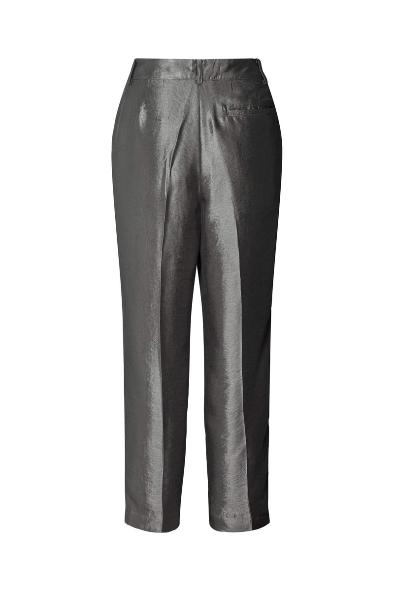 Nura - Hammered metal slim pant I Gun metal 3 - Rabens Saloner - DK