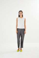 Nura - Hammered metal slim pant I Gun metal 1 - Rabens Saloner - DK