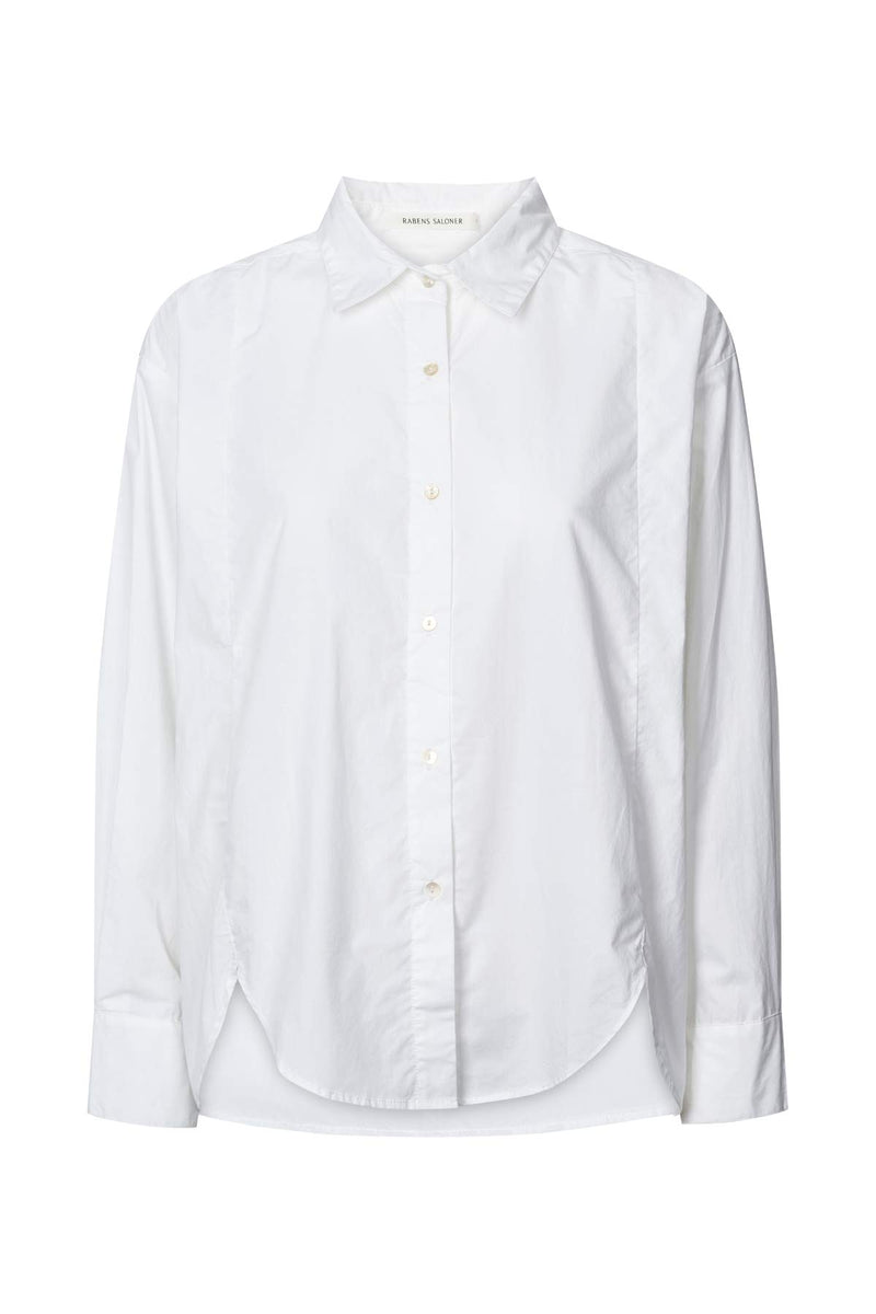 Lorna - Poplin bib front shirt I White White XS  1 - Rabens Saloner - DK