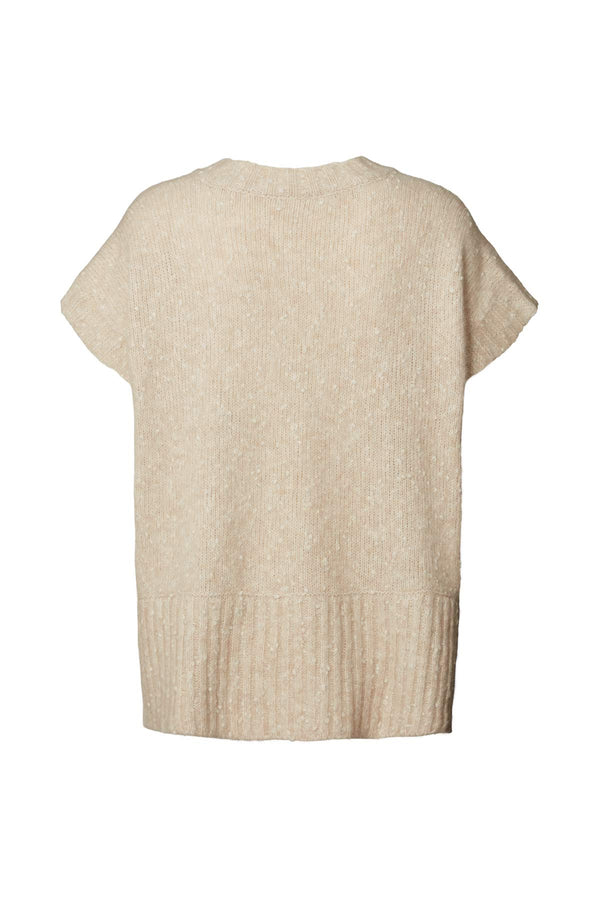 Minte - Freckled knit tunic vest I Beige 2 - Rabens Saloner - DK