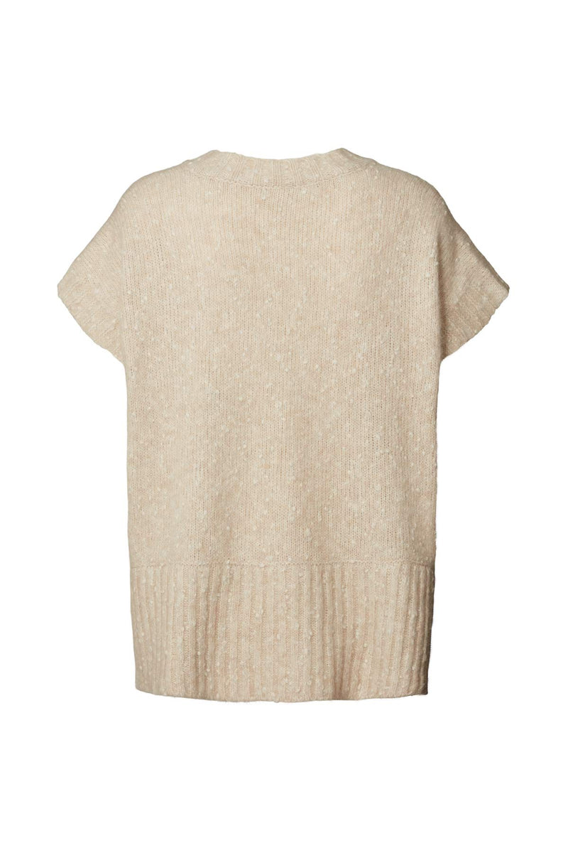 Minte - Freckled knit tunic vest I Beige 2 - Rabens Saloner - DK