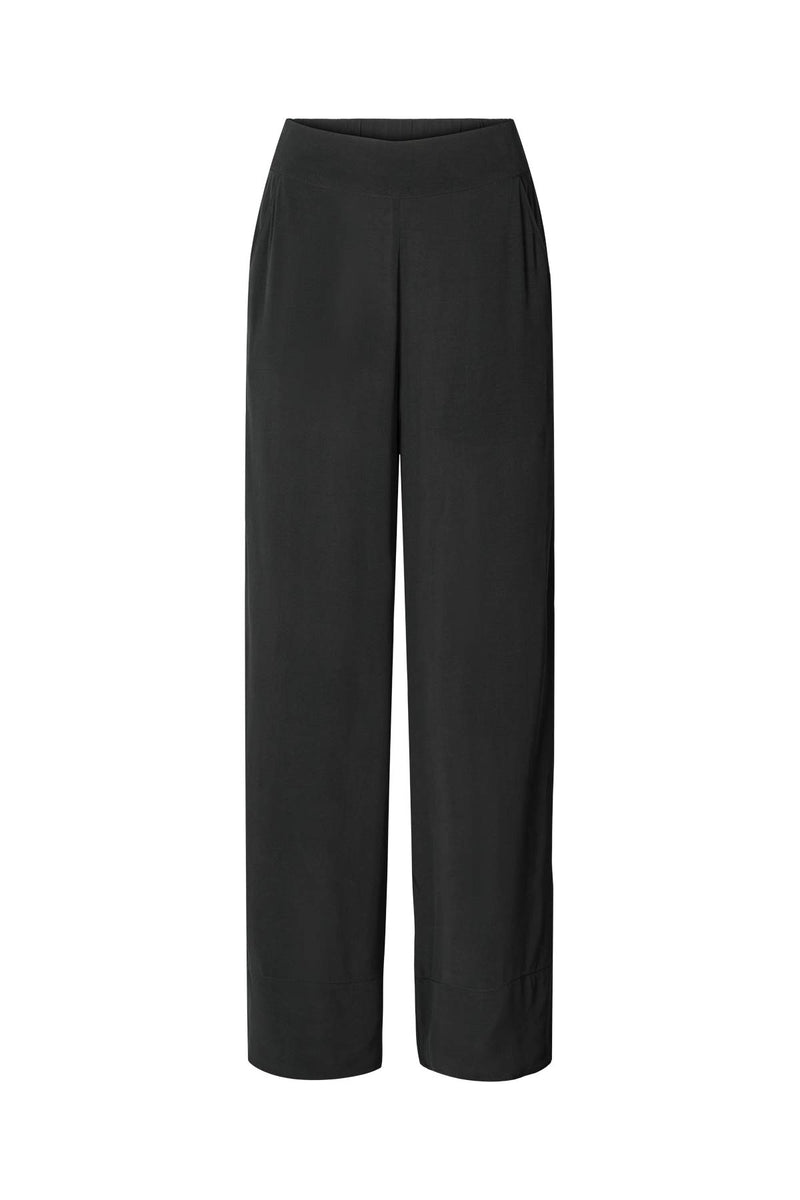 Alisa - Sandwashed wide leg pant I Black Black XS  1 - Rabens Saloner - DK