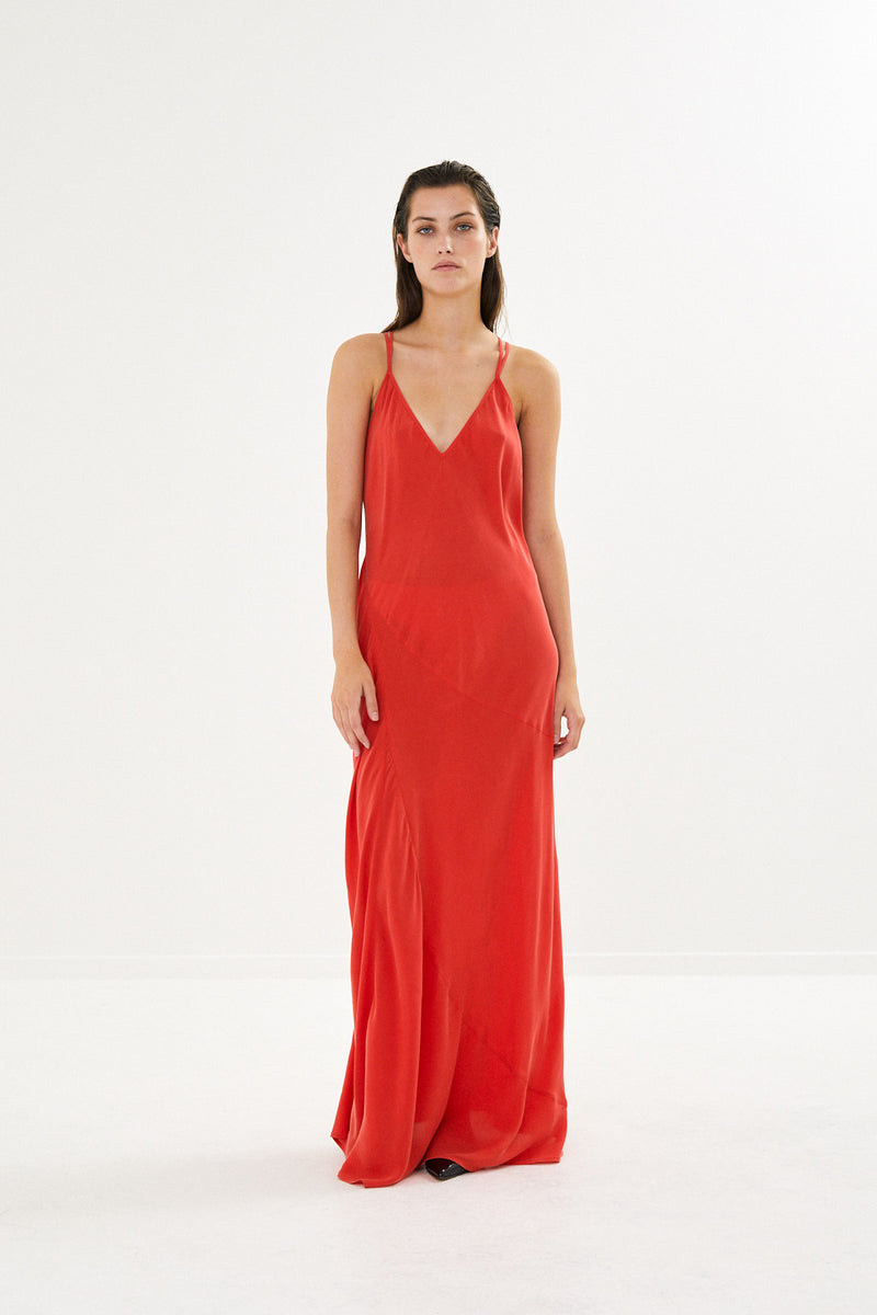 Madigan - Sandwashed strap dress I Red    1 - Rabens Saloner - DK