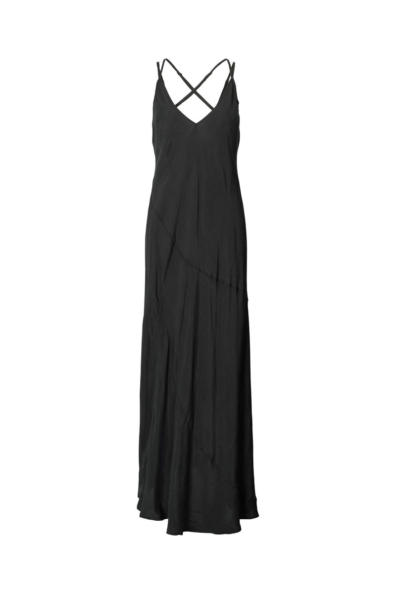 Madigan - Sandwashed strap dress I Black 1 - Rabens Saloner - DK