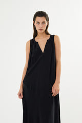 Chili - Sandwashed long placket dress I Black 2 - Rabens Saloner - DK