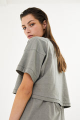 Muggi - Vintage cotton cropped t-shirt I Chalk    3 - Rabens Saloner - DK