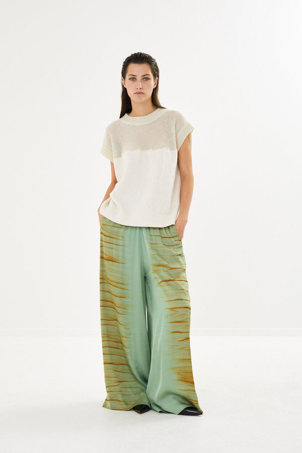 Lenie - Tidal elastic wide pant I Green combo 2 - Rabens Saloner - DK