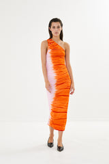 Lua - Tidal one shoulder dress I Orange combo    2 - Rabens Saloner - DK