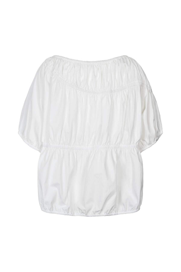 Lotte - Poplin elasticated top I White 2 - Rabens Saloner - DK