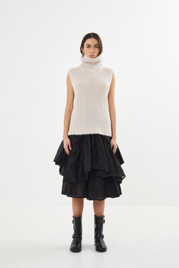 Koto - Dual knit funnel neck vest I Beige 2 - Rabens Saloner - DK