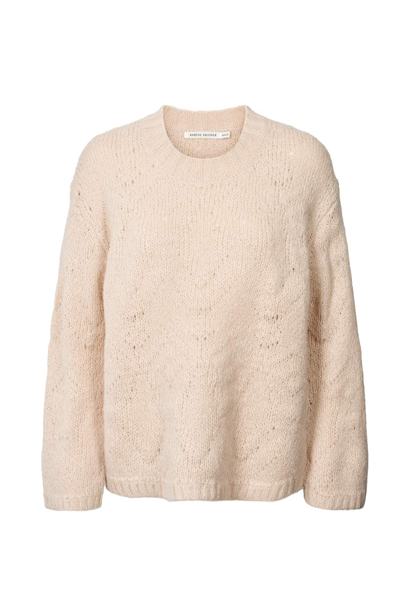 Elsie - Dual knit oversize sweater I Beige Beige XS/S 3 - Rabens Saloner - DK