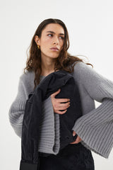 Emiko - Dual knit rib sleeve sweater I Light grey    2 - Rabens Saloner - DK