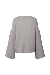 Emiko - Dual knit rib sleeve sweater I Light grey    3 - Rabens Saloner - DK