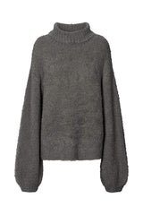 Irma - Pilling knit split neck top I Charcoal Charcoal XS/S  4 - Rabens Saloner - DK