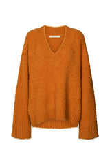 Leonida - Pilling knit V neck sweater I Russet orange Russet orange XS/S  1 - Rabens Saloner - DK