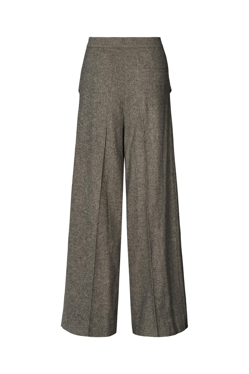 Inja - Mini check wide leg pants I Coffee check 4 - Rabens Saloner - DK