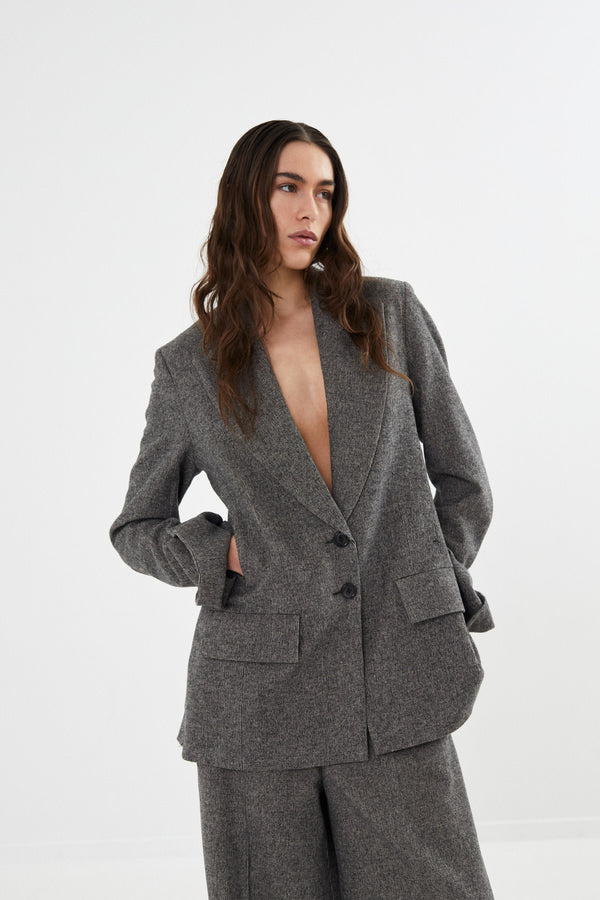 Helin - Mini check jacket I Coffee check 1 - Rabens Saloner - DK