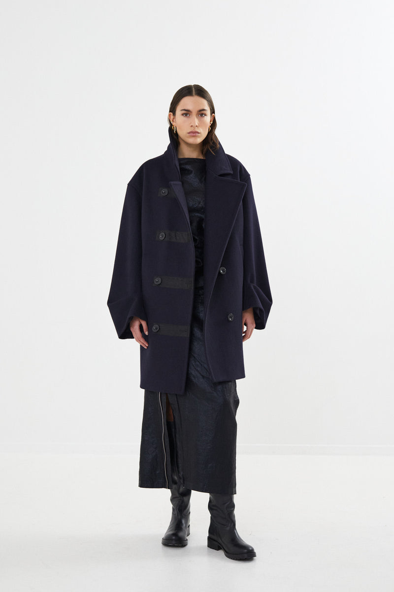 Litzy - Boiled wool coat I Navy    1 - Rabens Saloner - DK