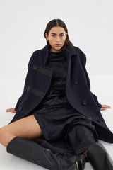 Litzy - Boiled wool coat I Navy 1 - Rabens Saloner - DK