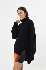 Saoirse - Jagged split sweater I Black    1 - Rabens Saloner - DK