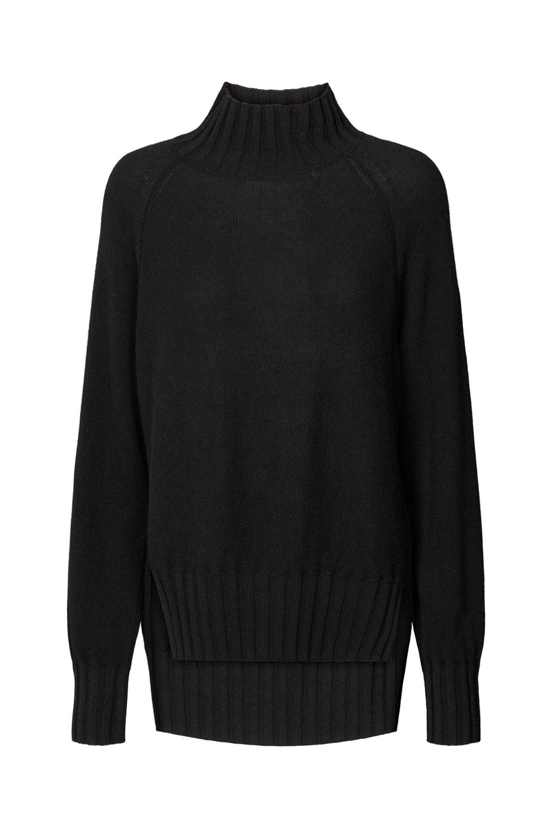 Saoirse - Jagged split sweater I Black Black XS  3 - Rabens Saloner - DK