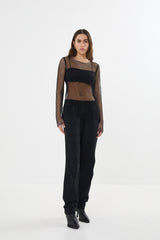 Jacka - Netting long sleeve top I Black 1 - Rabens Saloner - DK