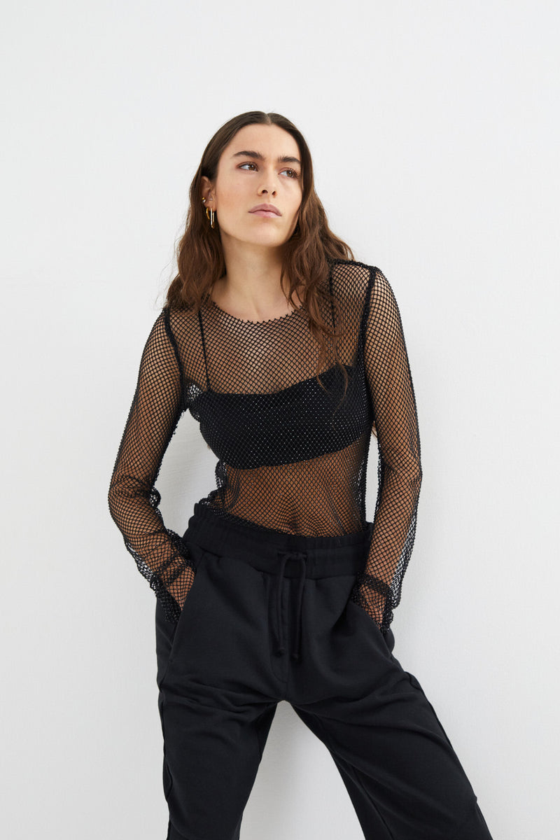 Jacka - Netting long sleeve top I Black    4 - Rabens Saloner - DK