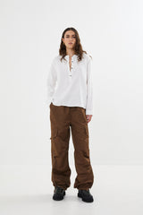 Justa - Nylon pants I Coffee 3 - Rabens Saloner - DK